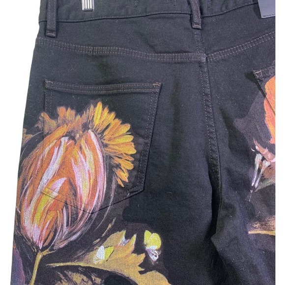 JUSTCAVALLI Roberto London Floral Straight High Waisted Painted Jeans - Picture 9 of 15